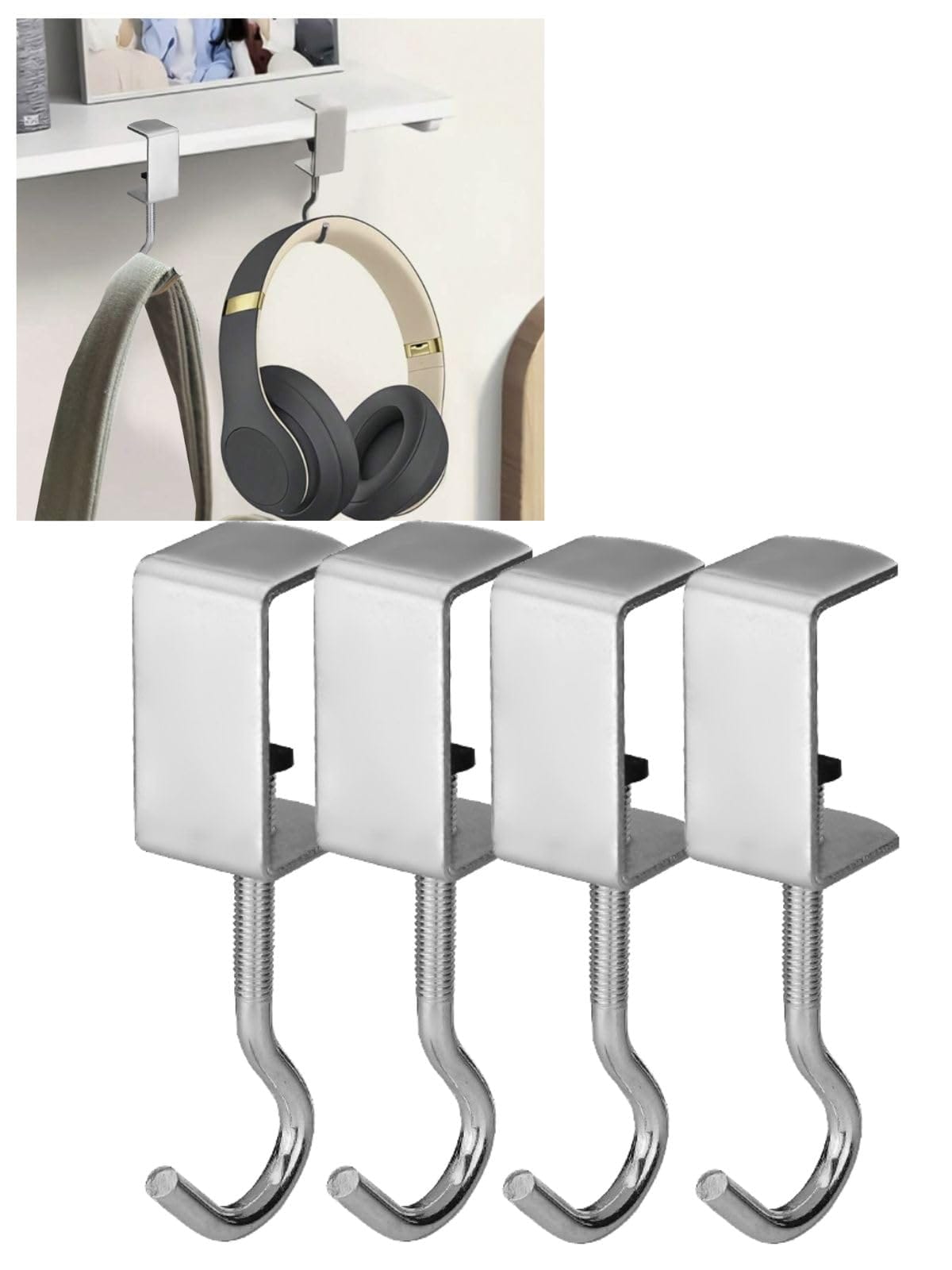 三八商店 テーブルフック 4個セット ヘッドホンハンガー バッグハンガー ランドセルフック ランドセルハンガー デスククランプ かばんかけ 机 デスク カバン ...