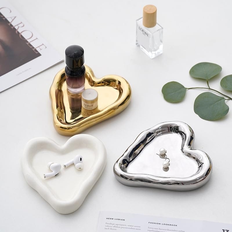 [ハルジオ] アクセサリートレイ ジュエリートレイ アクセサリー置き ハート トレイ プレート 小さめ ウ..