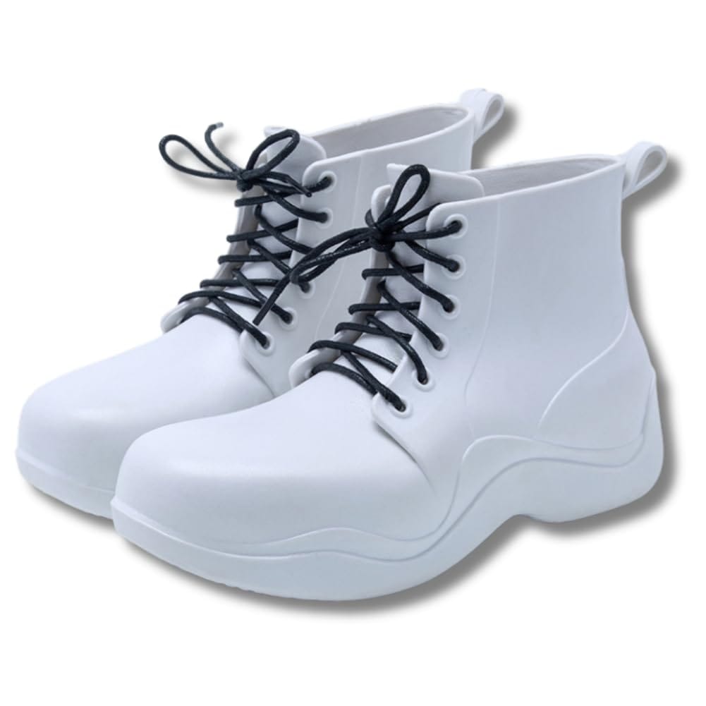 [ALVEIN] レインシューズ レインブーツ 厚底 レースアップ ショートブーツ 晴雨兼用 レディース 滑りにくい ラウンドトゥ 歩きやすい 雨靴 防水 梅雨 台風