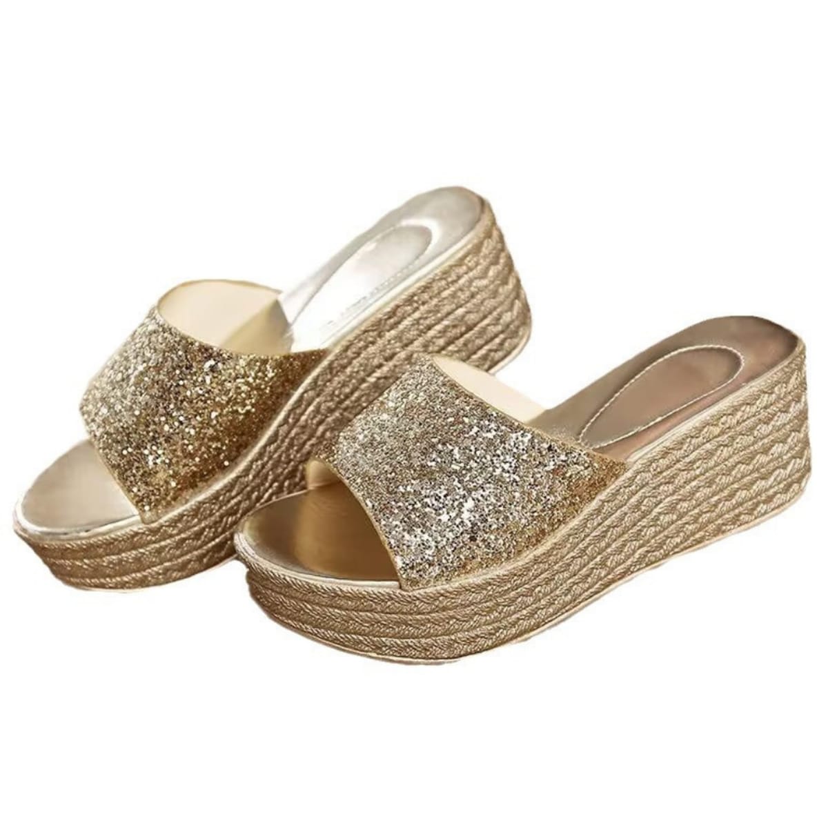 [ALVEIN] 厚底サンダル ウェッジソール キラキラ ラメ スパンコール 歩きやすい 小さいサイズ 疲れにく..