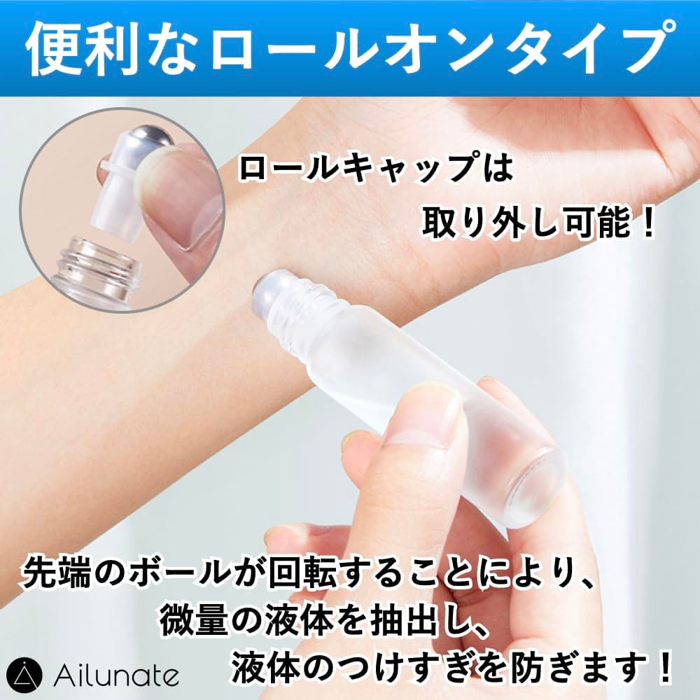 Ailunate ロールオンボトル 10ml ガラス 詰替え アロマ瓶 香水 コスメ 精油 ロールタイプ 保存容器 アロマボトル 小分け用 10本セット 8tail0358-10056781 Web shop 8tail サンプル画像3