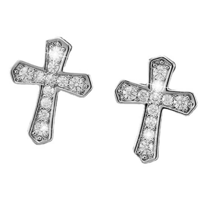 AREUM ピアス 十字架 クロス 小ぶり スタッドピアス 両耳 2つ入り CZダイヤ ワンポイント きらきら 高見え 人気ピアス メンズ レディース