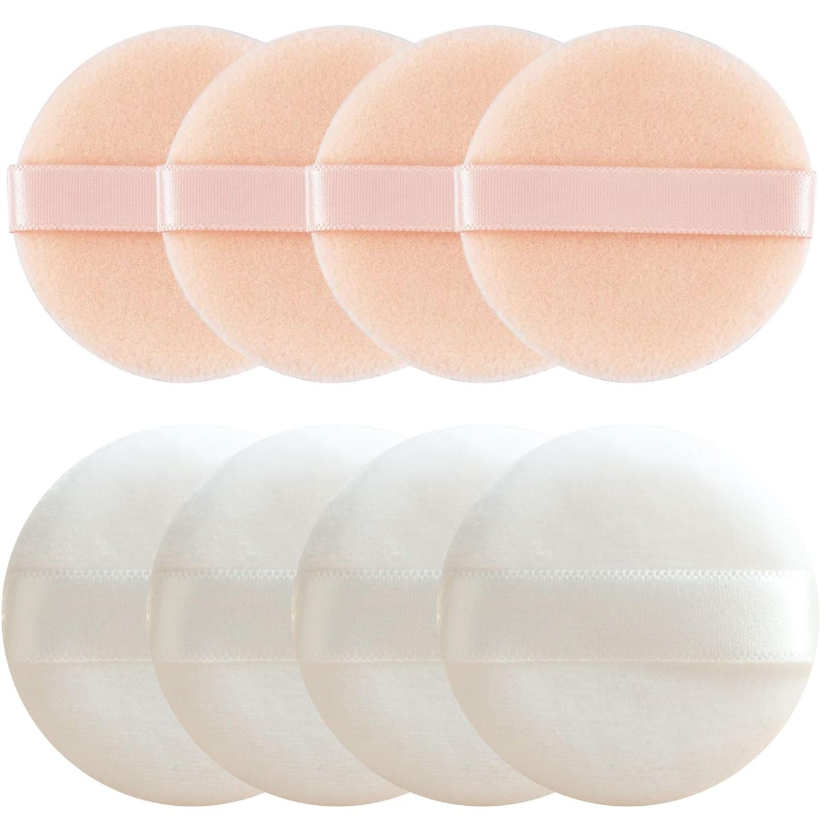 geneX プレストパウダー パフ 直径5.5cm パウダーパフ 円形 薄型 フロッキーパフ 替えパフ 厚さ7mm パフ メイク 化粧パフ 8個 ホワイト&オレンジ