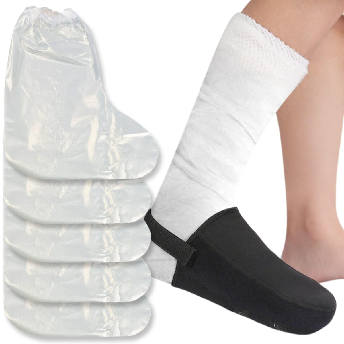 UTST ギプス 防水カバー ギプス 靴下 ブラック 大きい靴下 お風呂カバー 足 ギブスカバー サポーター