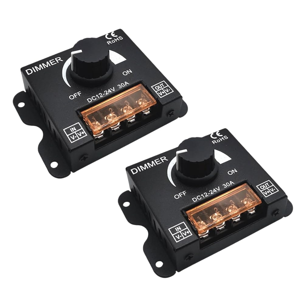 ideamall 調光器 スイッチ 調光 コントローラー ボリューム式 ディマー 12V 24V 30A 2個セット