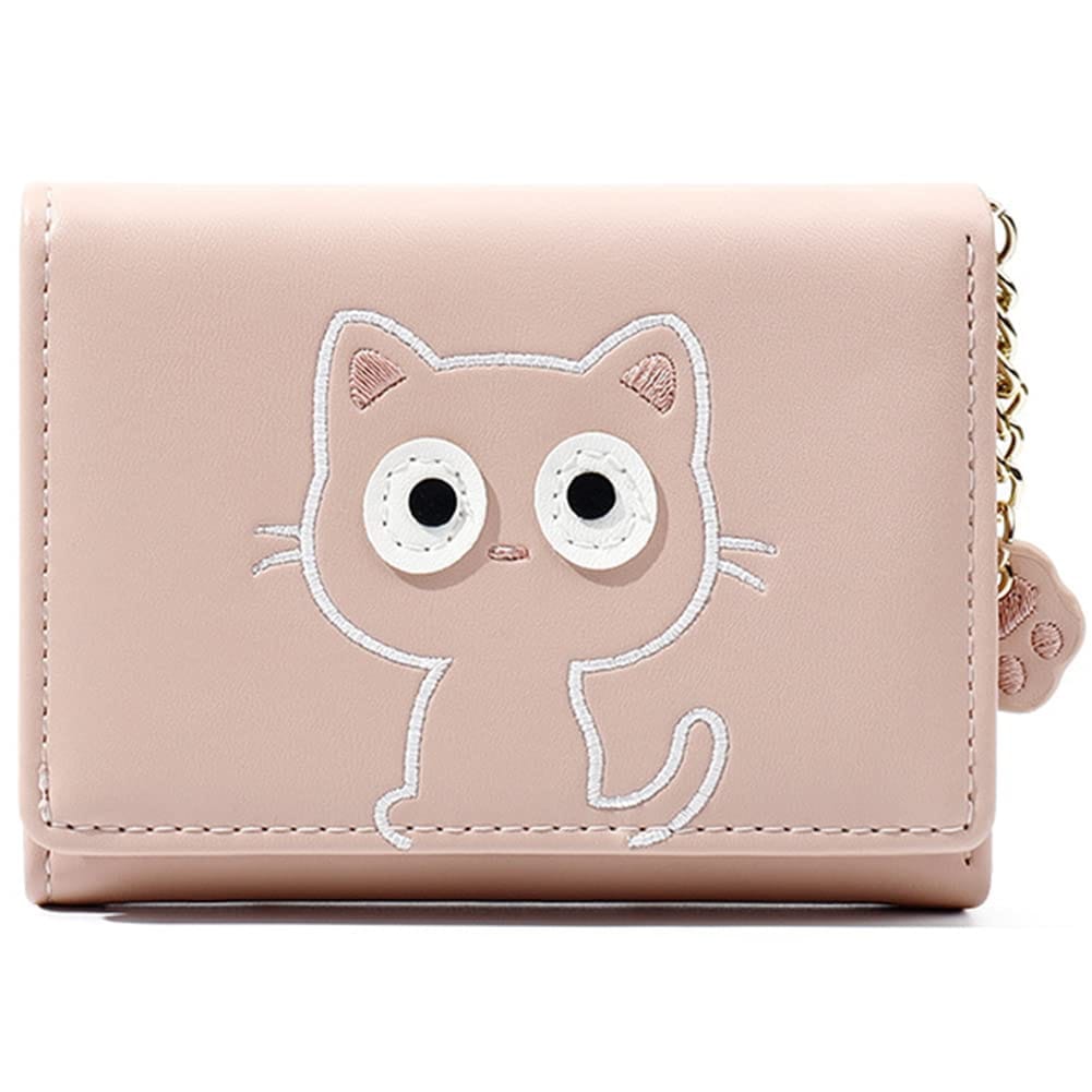 [FUPUTWO] 財布 ミニ財布 三つ折り ウォレット コンパクト カード入れ 猫 タッセル付き