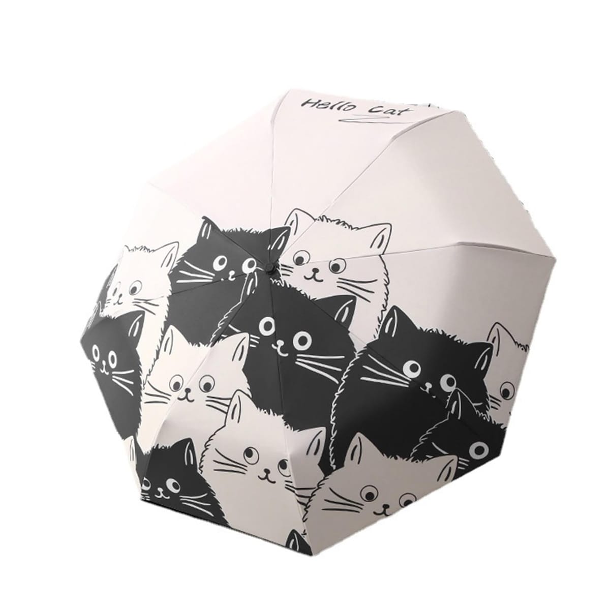 [NEXSTAGES] 晴雨両用 おりたたみ傘 猫 日傘 雨傘 自動開閉 紫外線遮断 遮光 撥水 軽量 レディース 子供 UVカット コンパクト 8本骨 耐風 安全仕様 かわいい 完全遮光 アウトドア (Hello Cat)