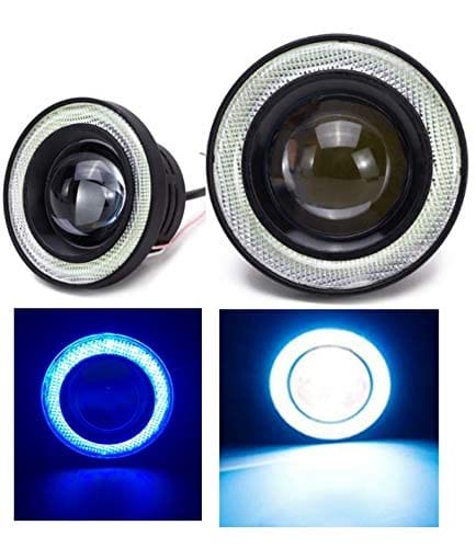 Kstyle LED 水色 2.5 フォグランプ 汎用 イカリング 付き ライトブルー 30w 高性能 COB 防水 左右 2個 セット (2.5インチ-64mm)