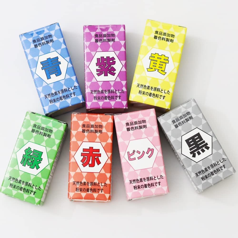 食用色素 天然由来の色粉 天然植物や海藻由来の 食用色素 7色セット（5g×7個） 赤・黄・青・緑・紫・ピンク・黒 紅清 家庭用天然色素