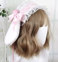 カチューシャ ヘッドドレス うさぎ 耳 髪飾り ロリータ うさ耳 コスプレ リボン (ライトピンク)(3)