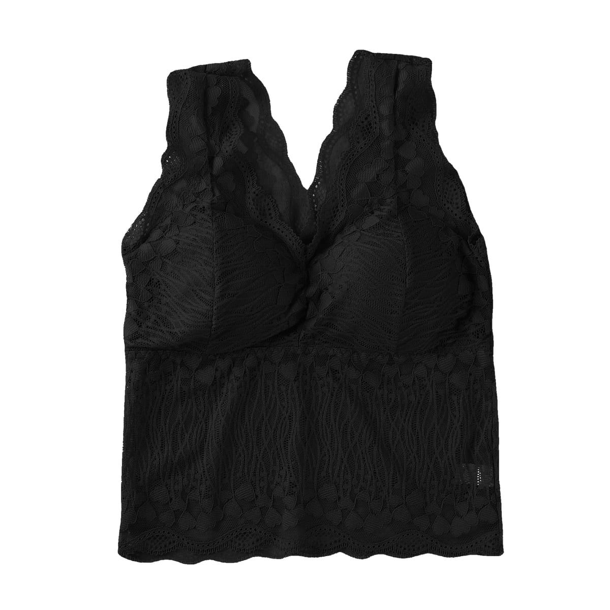 [RosaSolFeliz] レース インナー レディース トップス ノースリーブ ブラ カップ 付き タンクトップ ブラトップ ブラジャー 下着 インナーウェア (JP, アルファベット, XL, ブラック)