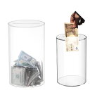 merrytime 円筒形 透明 貯金箱 壊すまで開けられない お金がたまる アクリル 大容量 インテリア おしゃれ クリア カラー 紙幣 小銭