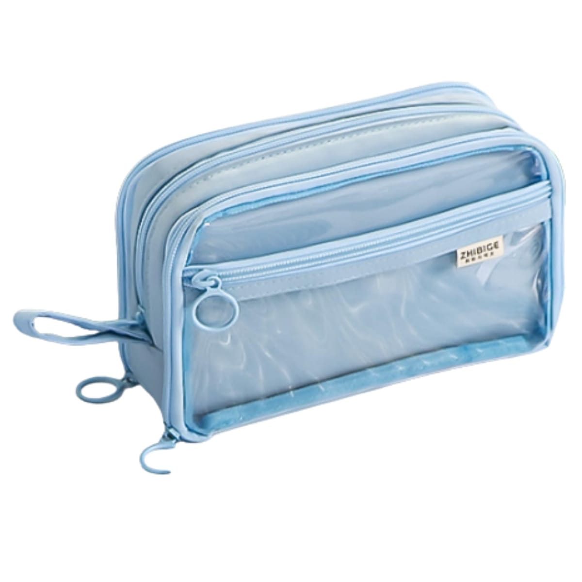 ideamall ペンケース 小学生 かわいい パステル 文房具 収納ポーチ 筆箱 透明 ブルー