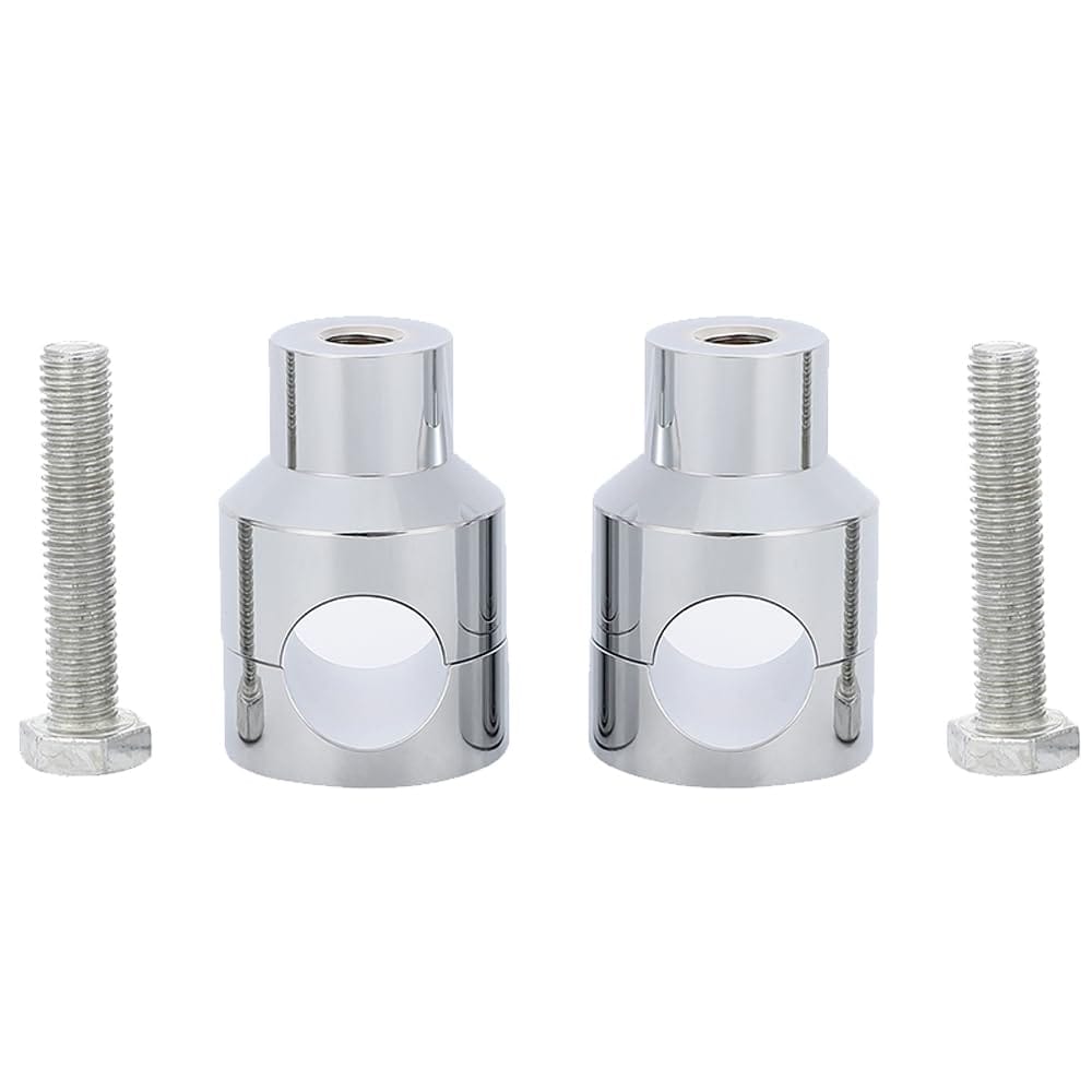 バイク オートバイ ハンドル ポスト 25.4mm シルバー メッキ ハンドル バー マウント ライザー 汎用 左右セット