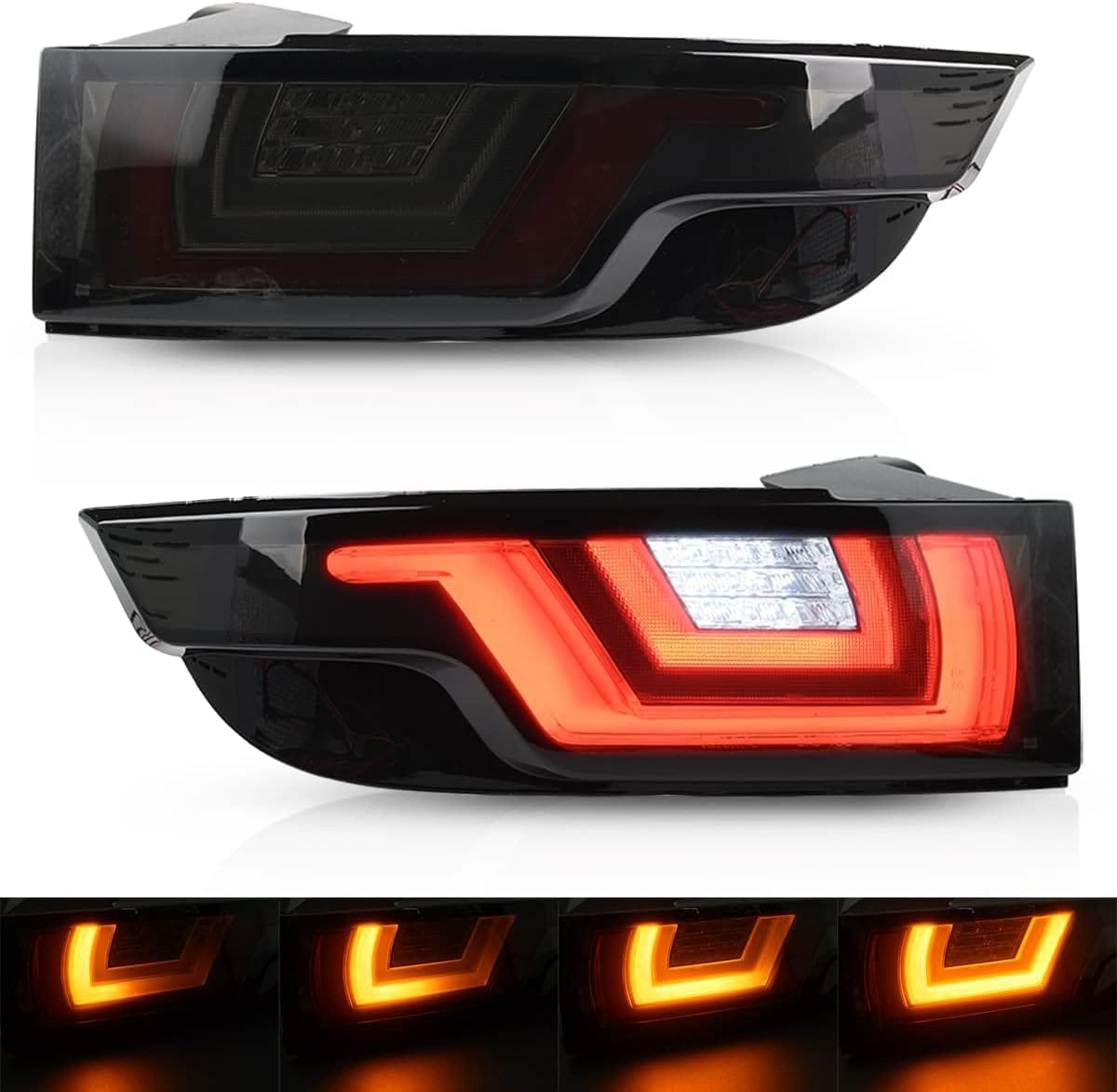 hotimp® レンジローバー イヴォーク 2012-2018 流れて光る シーケンシャル/ノーマル点灯切替SW付 ウインカー LED テールランプ スモークレンズ仕様 【安心の日本企業】
