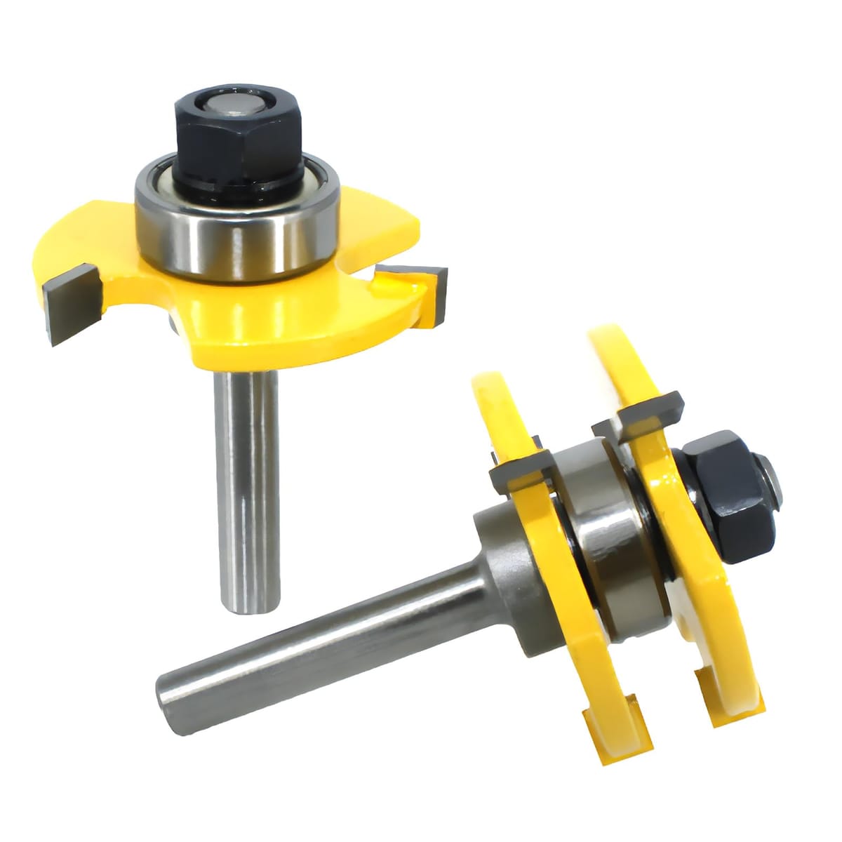 Morisho トリマー ビット セット t型 ほぞ カッター 溝 6.35mm 超硬 木工 工具 ガイド ベアリング スト..