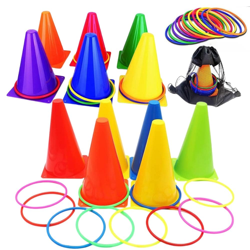 Ms.0 たのしい輪投げ＆コーンセット 52ピース （コーン2パターン12個 リング4パターン40個）