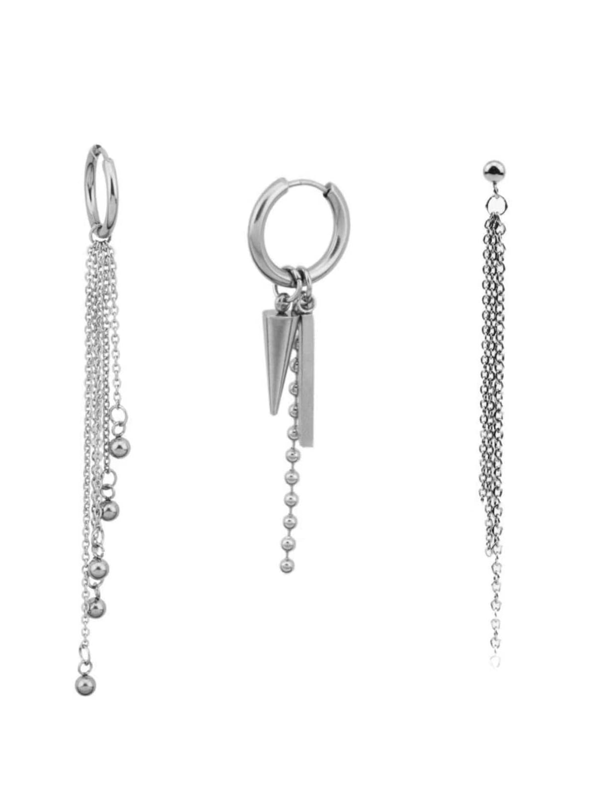 AREUM ピアス BTSスタイル テテ着用モチーフ 3点セット 人気 垂れ下がりデザイン V 韓国ファッション メンズ レディース アイテム