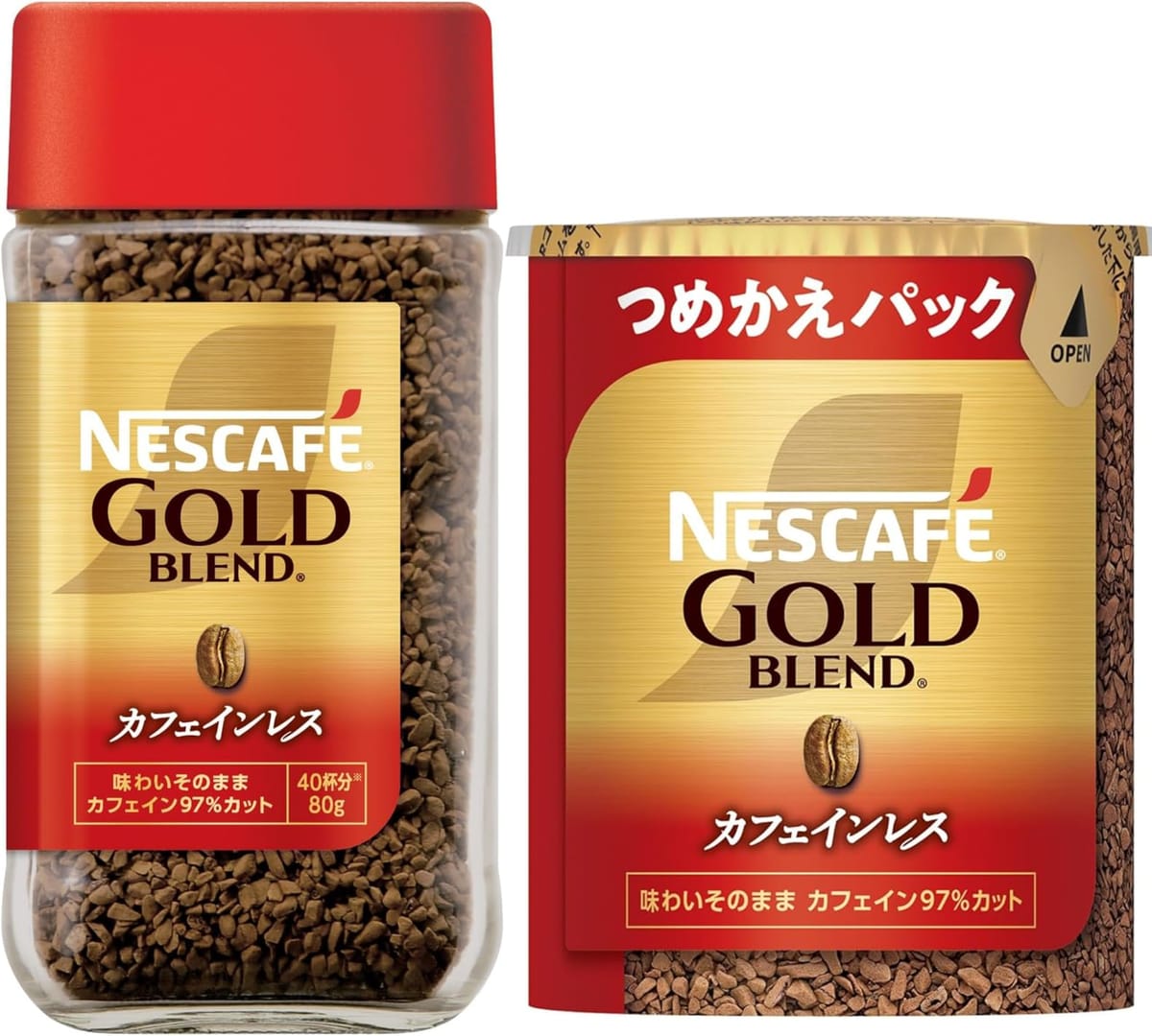ネスカフェ ゴールドブレンド カフェインレス 80g + 60g詰め替えセット【 ソリュブル コーヒー 】【 70杯分 】【 瓶 】【 詰め替え 】