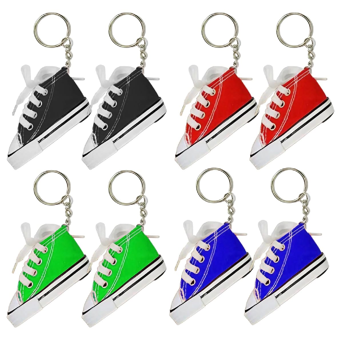 [Saki&Masa] キーホルダー スポーツ カジュアル キーチェーン 8個セット 黒 赤 青 緑 各2色 プレゼント..