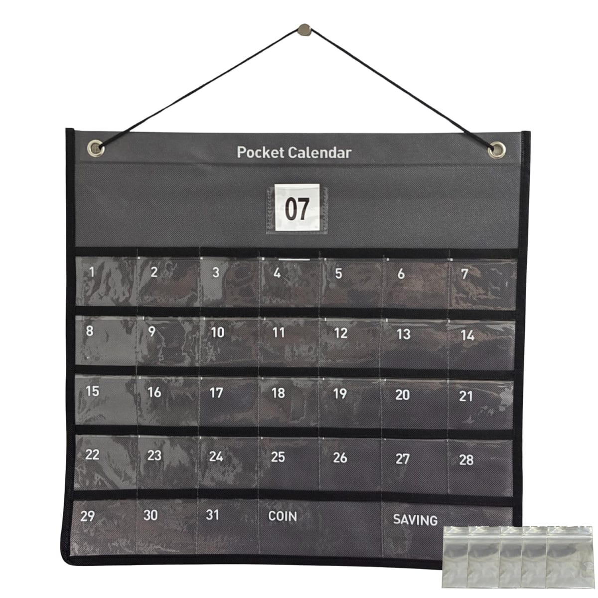 ABILEAD お薬カレンダー チャック式小分け袋50枚付き 壁掛け 1ヶ月 吊り下げ式 不織布 透明ポケット 服..