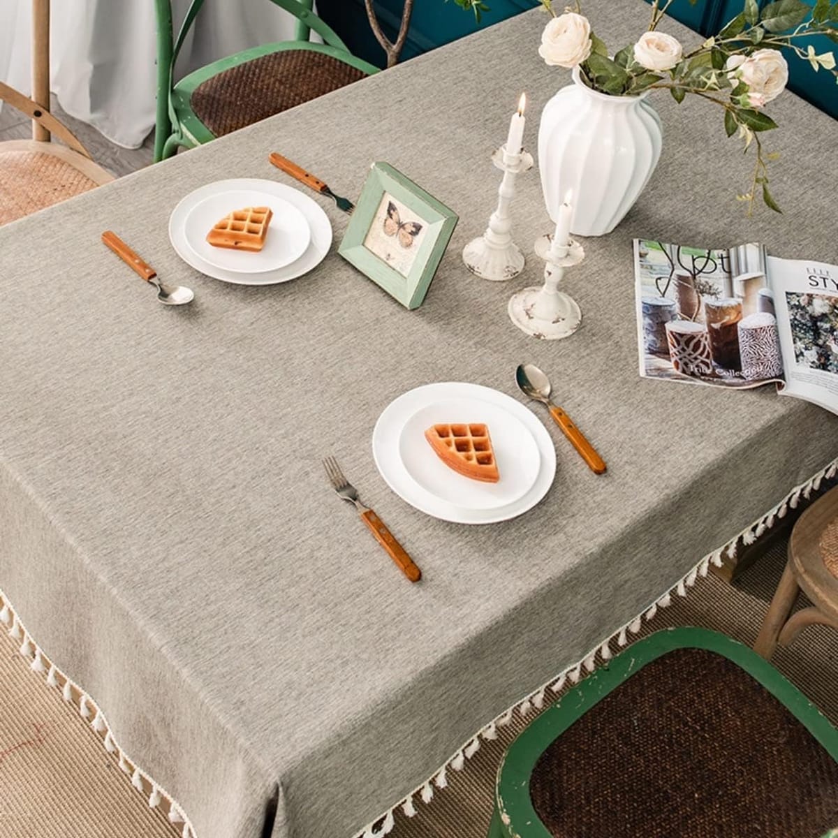 starink テーブルクロス 北欧 長方形正方形 撥水 防水 お洒落 可愛い しっかり生地 (グレー, 120x170)