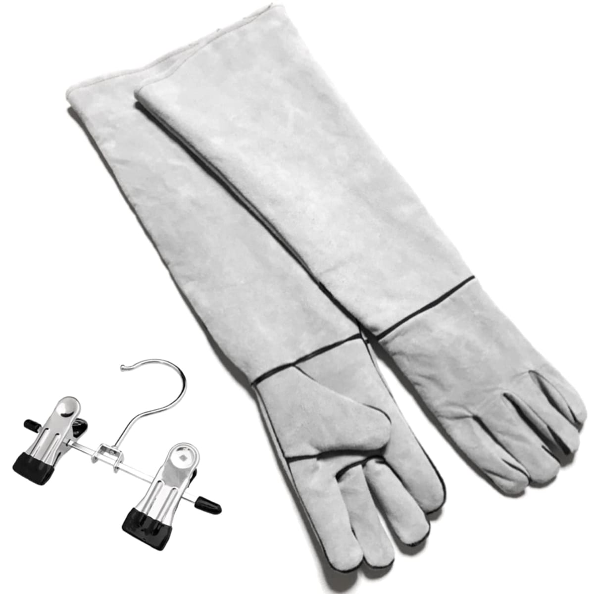 TAKES ペットグローブ 噛みつき防止 引っ掻き 犬 猫 爪切り 爬虫類用 牛革 ロング60cm ミニハンガー付き