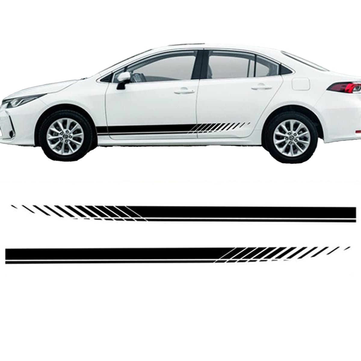 Alpha Depot ステッカー デカール 車 サイド ドア ストライプ 外装 カスタム 汎用 カーデカール 【ブラック 190cm】
