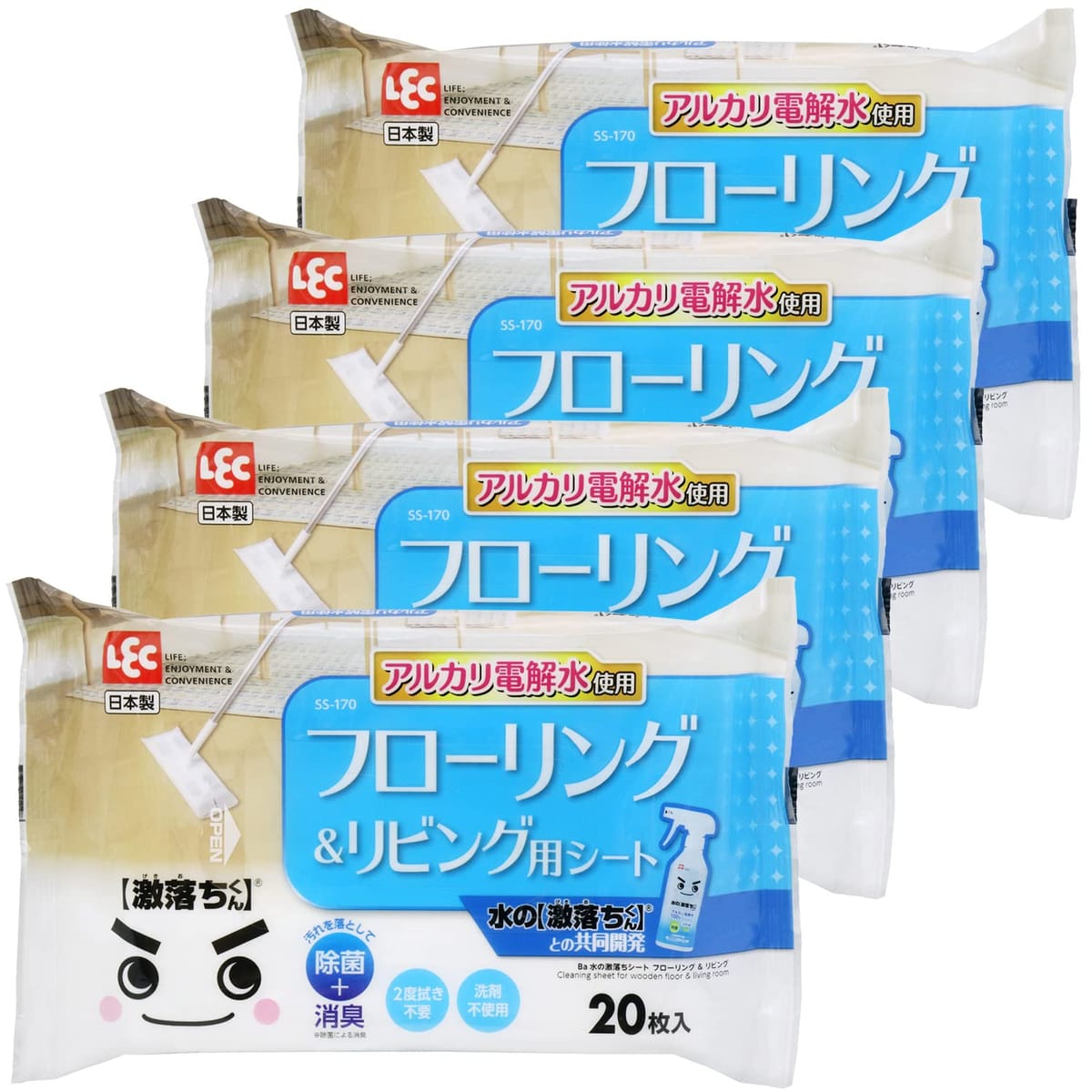 「水の激落ちくん」との共同開発！ 独自の方法で水を電気分解して得られるアルカリ電解水を使用しました。水拭きでは取れない汚れをマイナスイオンが包み込んで浮かせて落とし、さらに除菌もできます。各社のフローリングワイパーに取り付けて使用できます。...