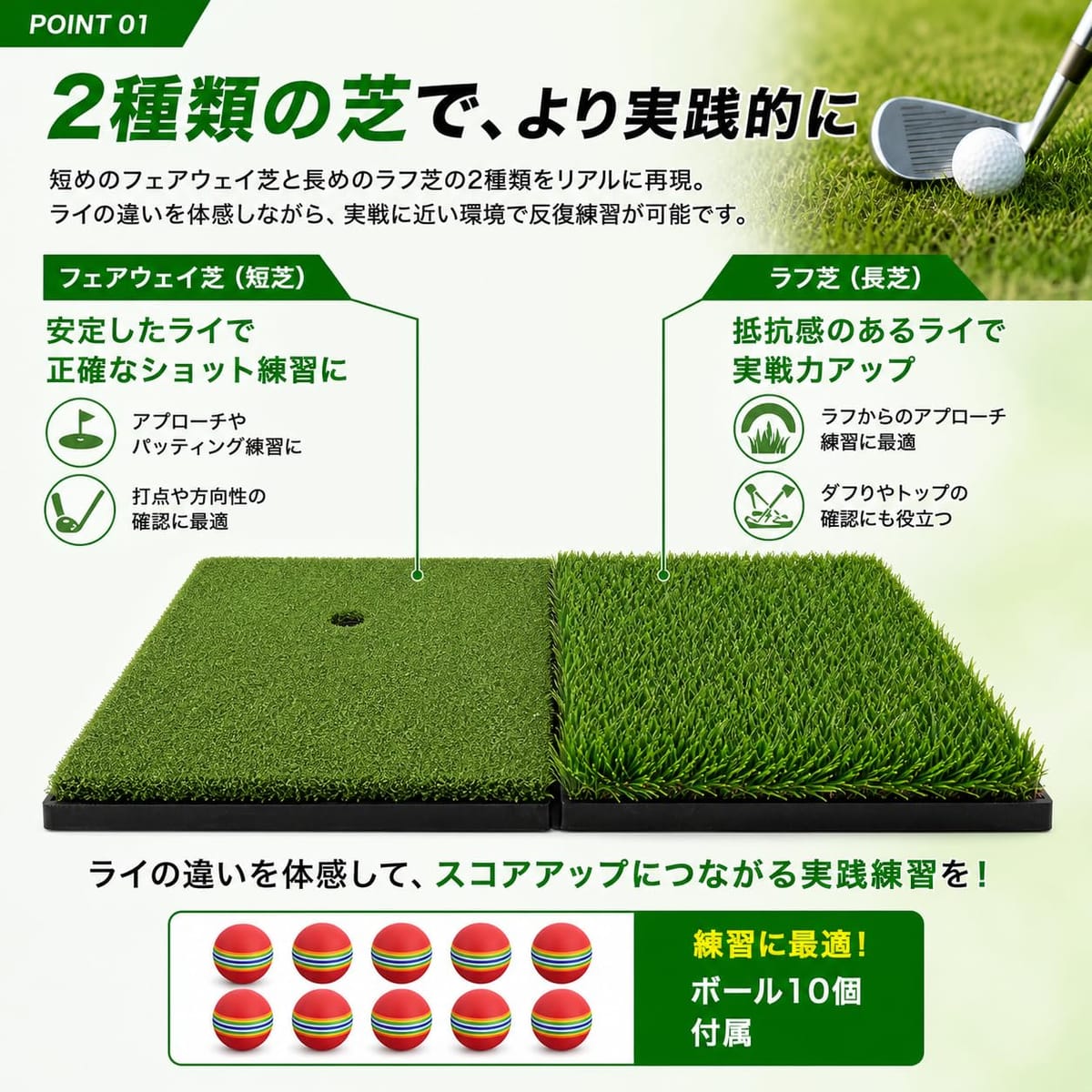 内田生活寸法本舗 ゴルフ 練習用マット アプローチ 41×43cm スイング 室内 屋外 人...