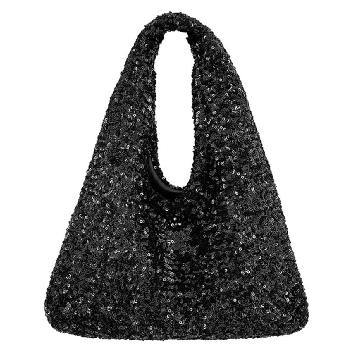 [ハルジオ] スパンコールバッグ パーティーバッグ レディース トート トートバッグ ハンドバッグ 手提げ ミニバッグ ブラック シルバー 黒 銀 小さめ 軽量 おしゃれ かわいい 結婚式 ドレス キラキラ バック 鞄 カバン 人気のサムネイル