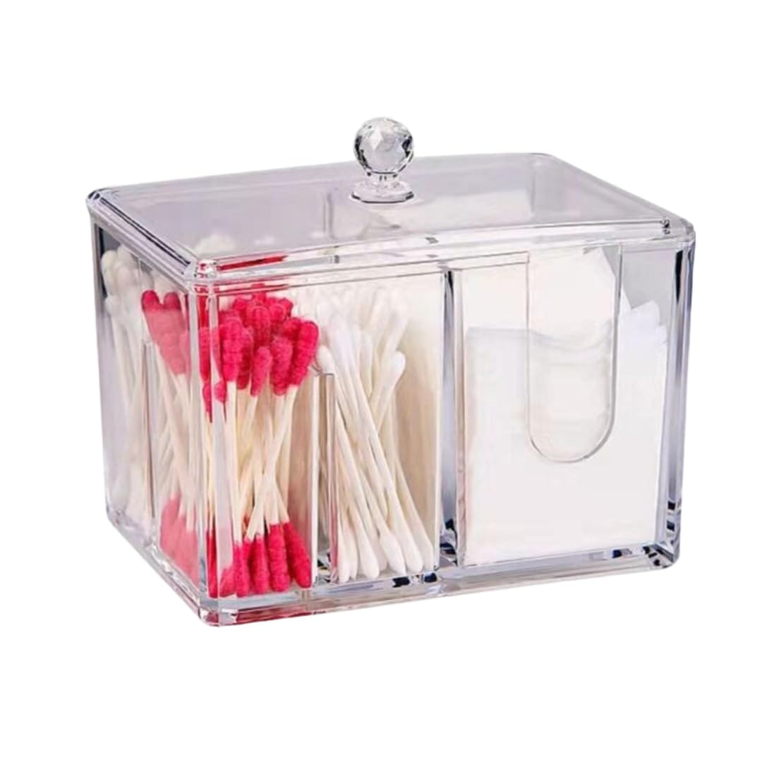 MaT store コットンケース 綿棒ケース 蓋付き コスメ 小物入れ メイク収納 アクリル製