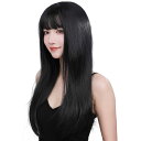 Lavoyet ウィッグ ロング ストレート コスプレ 小顔 耐熱 かつら ぱっつん レディース 女装 黒髪 派手髪 金髪