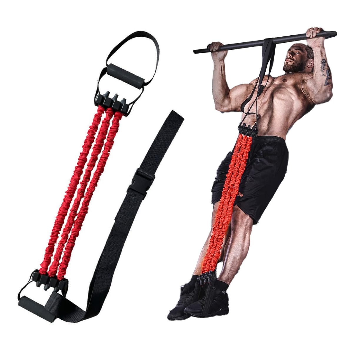 CAWKAY 懸垂 プルアップ アシスト バンドシステム 懸垂補助バンド 調節可能 懸垂バー 伸縮性 筋トレ チンニング アンチボディ