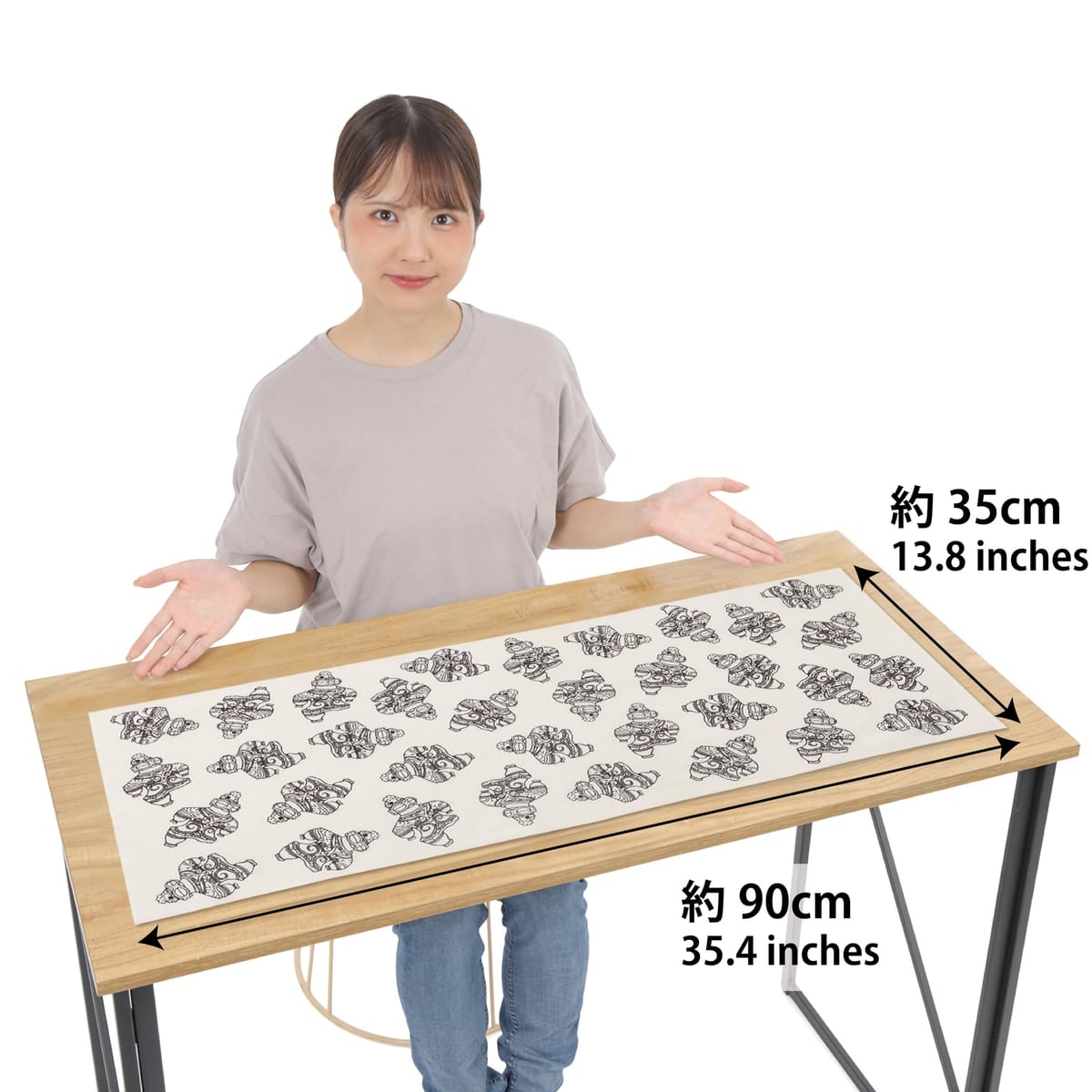 ぐるりん 手ぬぐい 縄文 遮光器土偶 無漂泊生成 約35cm×90cm 速乾 日本製 1枚 こげ茶