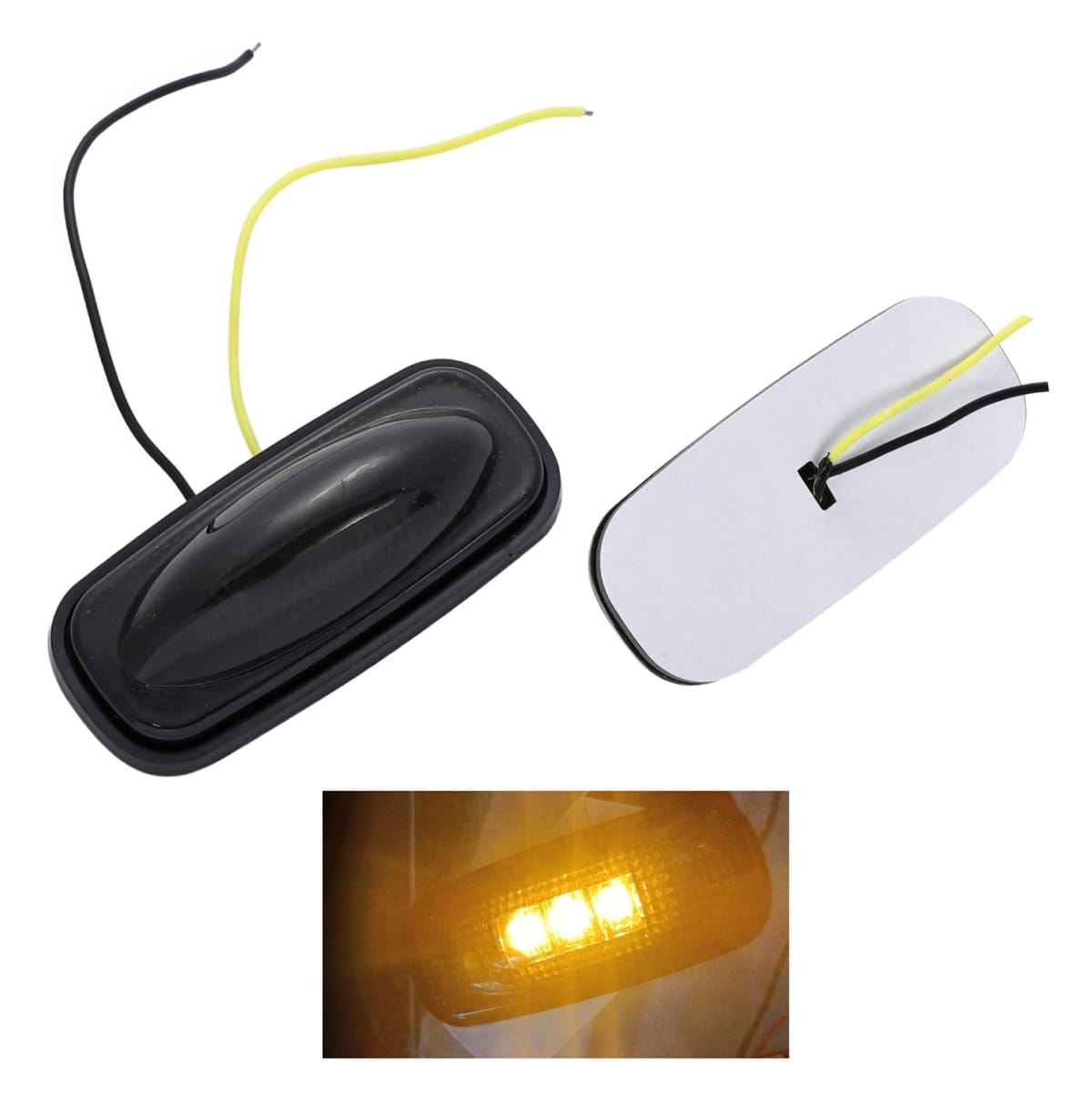 Rakuten - 汎用 6色 LED サイドマーカー テープ固定式 防水 車幅 表示 グリルマーカー トラックマーカー コーナーランプ 12V/24V 自動車 バイク トラック トレーラー 船舶 等様々 安全対策 ライト 装飾 カスタマイズ 2個セット (ブラックスモーク