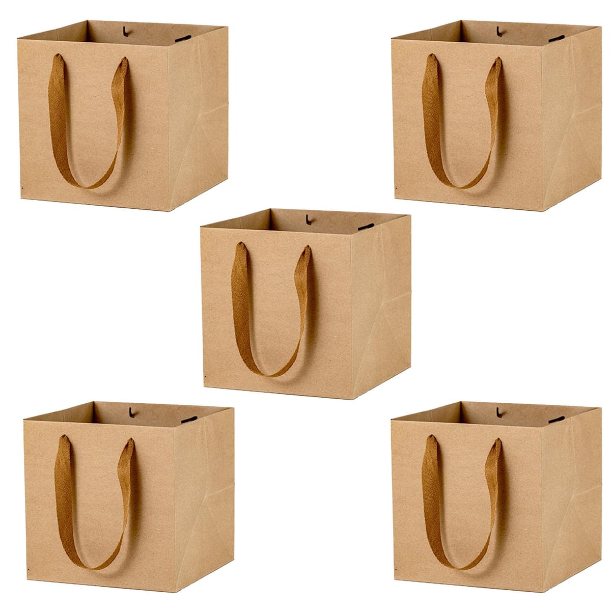 Alpha Depot 紙袋 正方形 厚手クラフト紙袋 マチ広紙袋 テイクアウトバッグ ギフト用