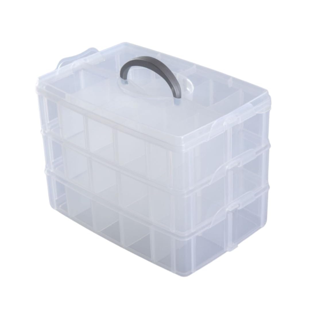 e-na.e-na ベイブレード ケース 収納 クリアケース 小物 収納ボックス パーツ入れ 持ち運び 半透明 仕切 30個収納 (クリアホワイト)