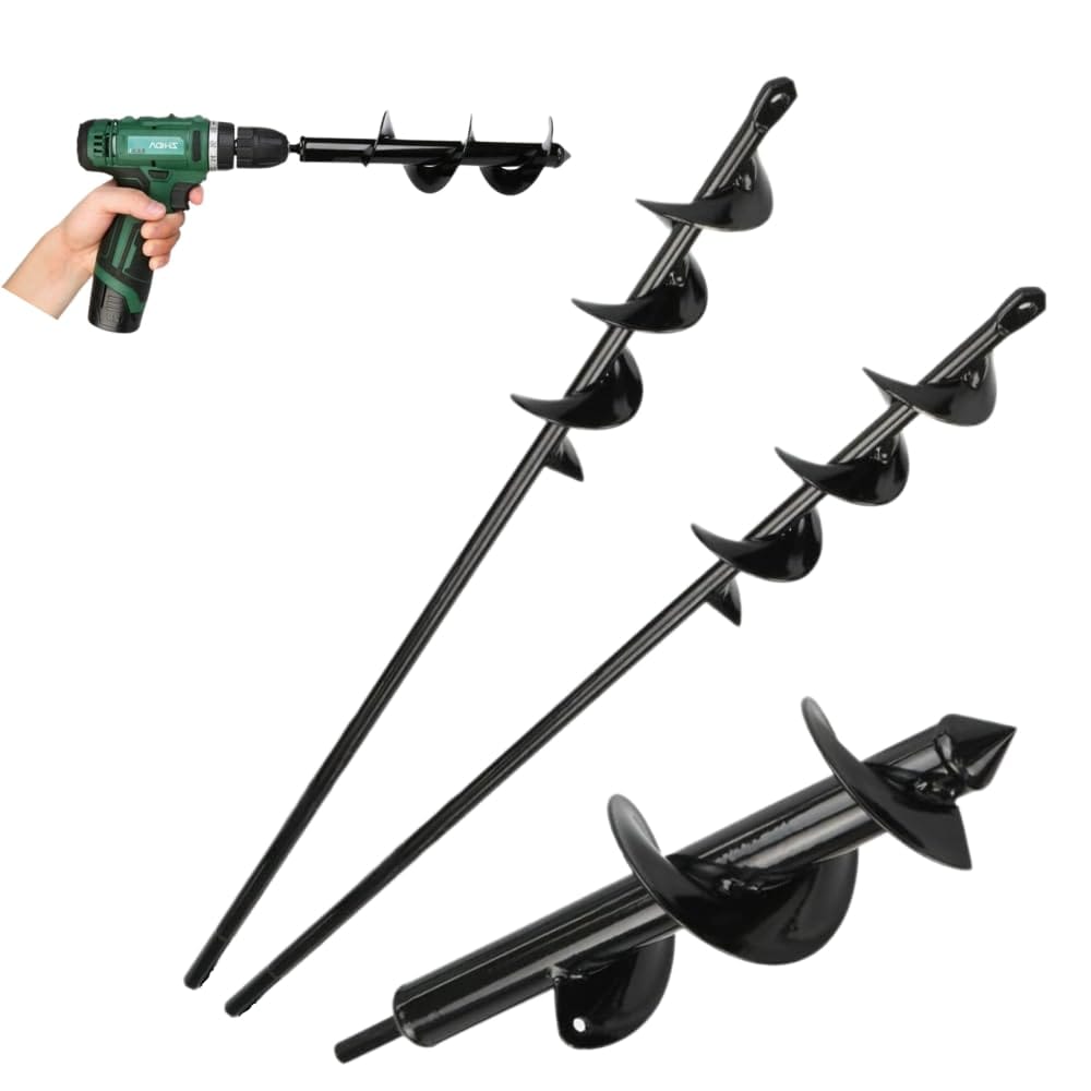 JUSTVEL 園芸用アースドリル オーガードリル 3サイズセット 穴掘り 園芸 穴あけ器 家庭菜園 DIY 農業 ドリルビット