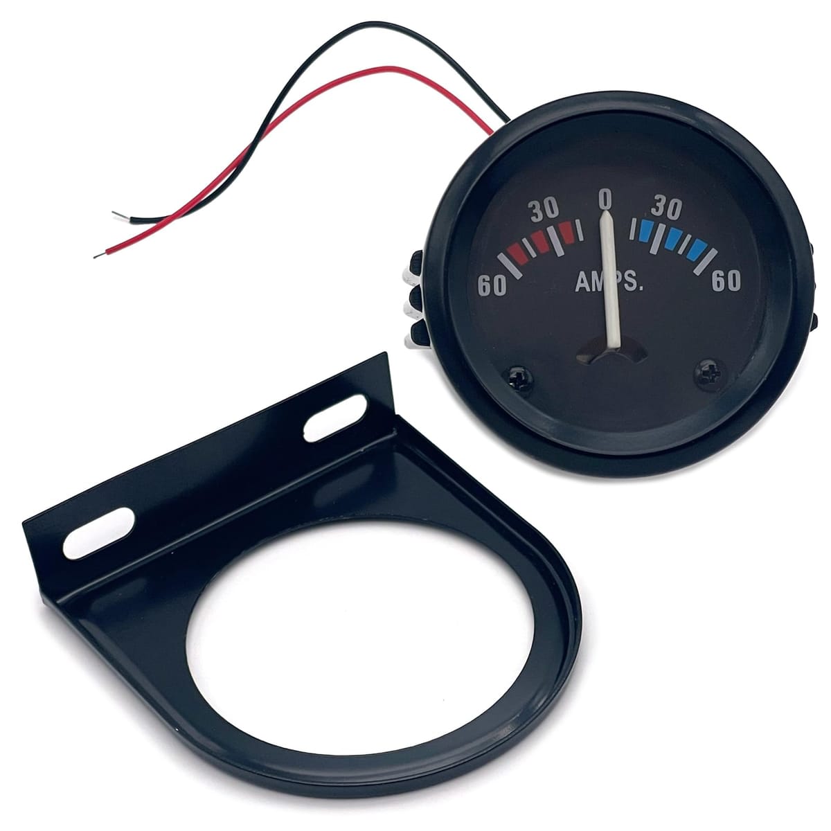 S-NET 汎用 自動車 ボルトメーター 電圧計 電流計 アナログメーター ゲージ 小型 52cm 2インチ ライト ブラック SN-394-MT