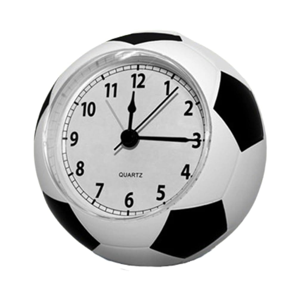 Asdays 目覚まし時計 子供 置き時計 アナログ 卓上時計 可愛い 小学生 男の子 サッカーボール ホワイト(3)