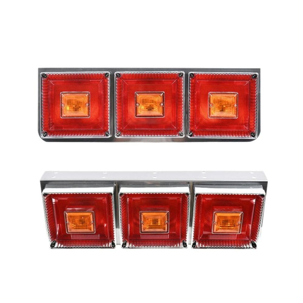 MORASTYLE トラック用 LED 角型 テールランプ 三連 左右セット 24V 汎用 赤黄 角テール 3連テール 社外品