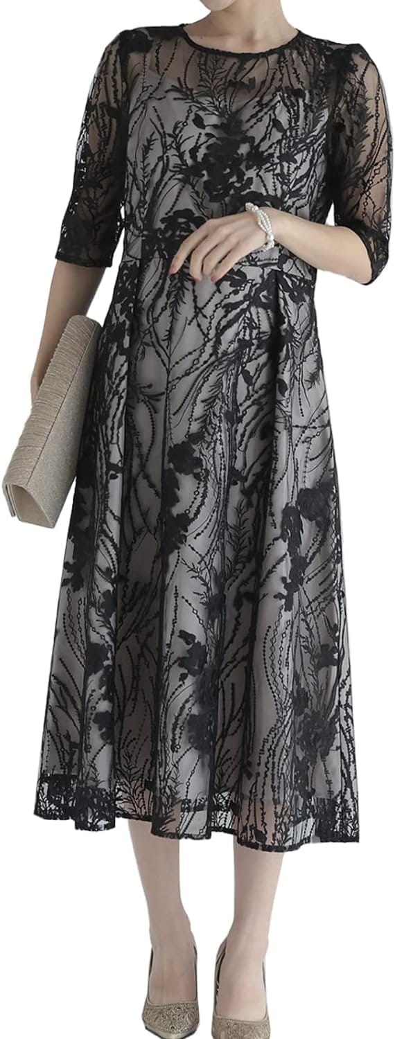 [アウニイ] パーティ ワンピース ドレス レディース 結婚式およばれワンピース パーティードレス