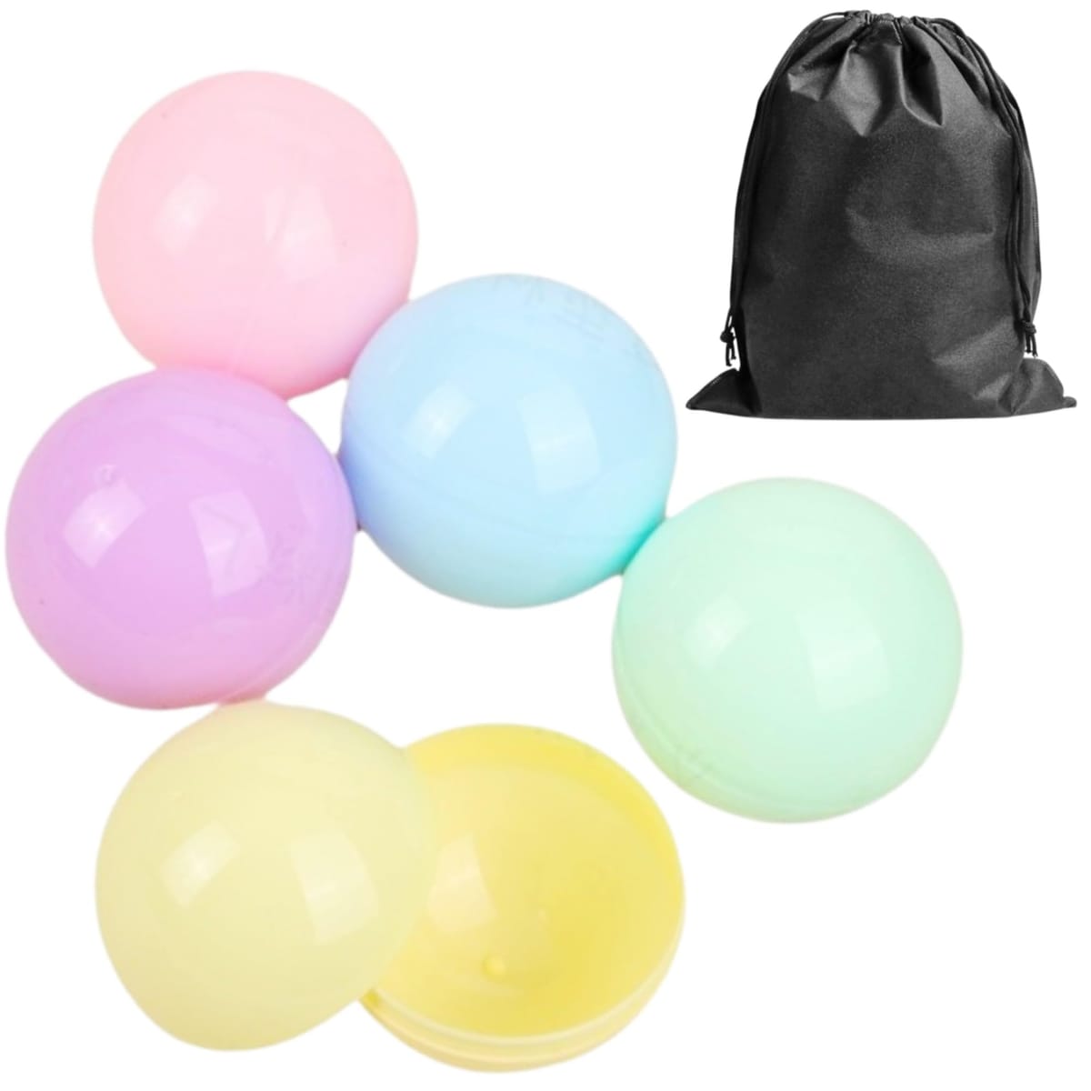 merrytime ガチャガチャカプセル 32mm 小型カプセル カラフルセット 巾着袋付き 100個入り 玩具収納 景..