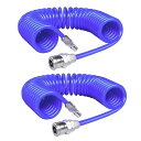 PLEAVIT エアーホース スパイラル 内径5mm 外径8mm ワンタッチ カプラー 継ぎ手 PUウレタン 青