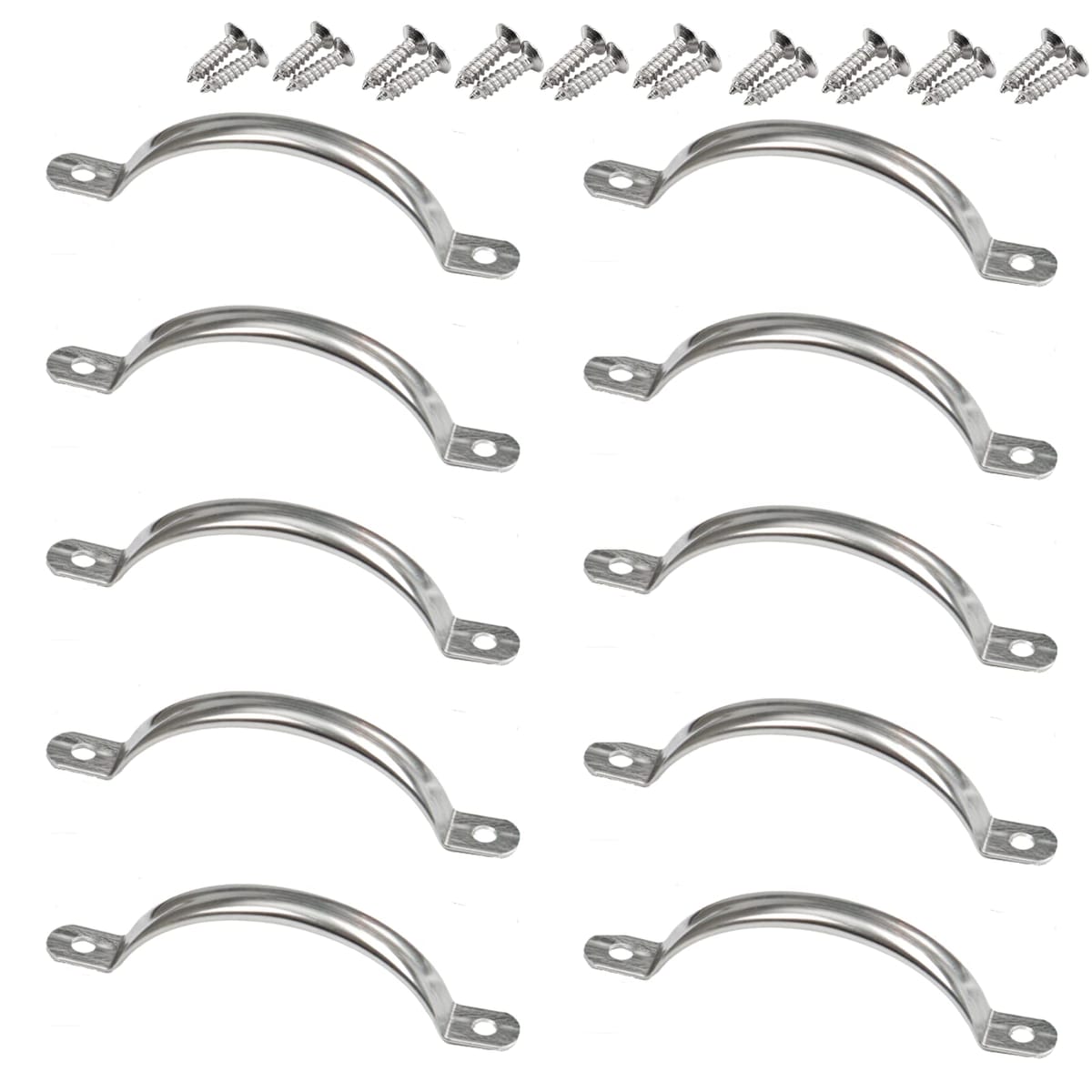 Rakuten - Quikaboo 取っ手 （10個入）プルハンドル ステンレス製のハンドル つまみ 交換 把手 キッチン 家具 10cm 専用ネジ付き