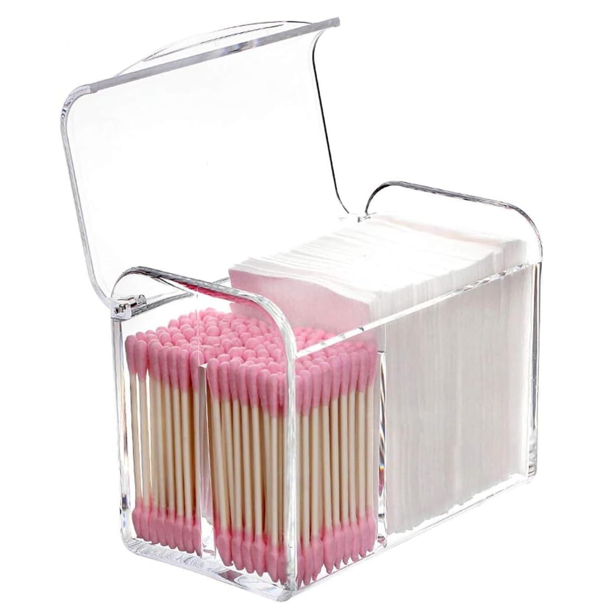 コットンケース 綿棒入れ 収納 コスメ 高級仕様 1個 プラスチック 小物入れ 透明 ヒンジ式フタ