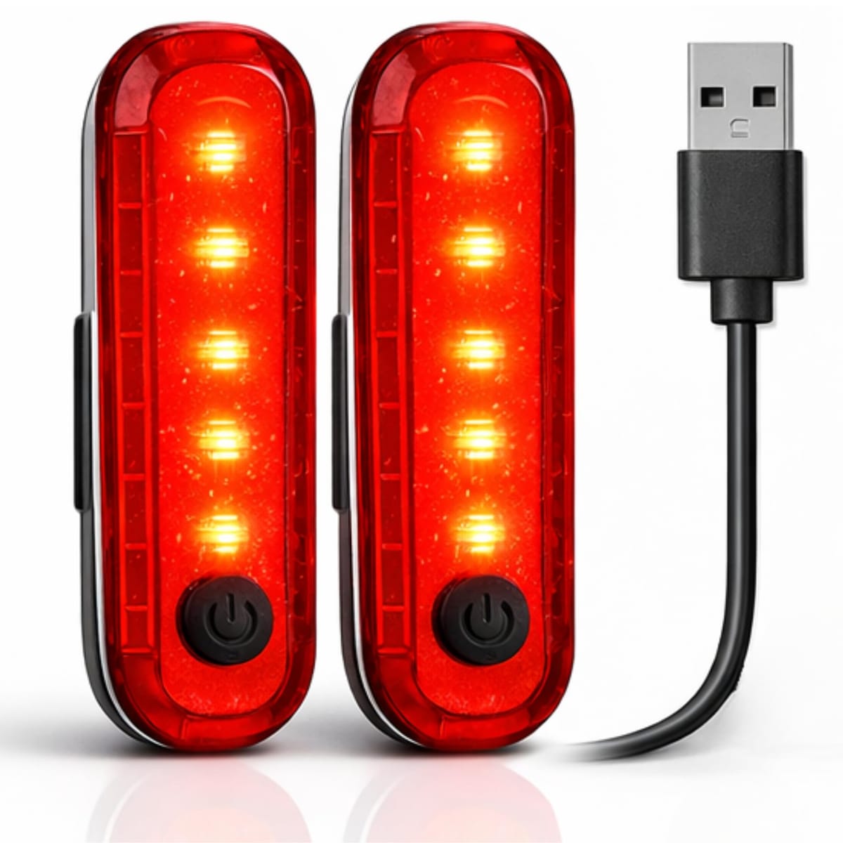 【高輝度LEDで後方からの視認性をサポート】明るい赤色LEDを搭載した自転車テールライトです。夜間走行時に後方へ自転車の存在を知らせ、通勤・通学、サイクリングなどの安全対策に活躍。ロードバイク、クロスバイク、マウンテンバイク、ママチャリなど幅広い自転車に使用できるリアライトです。【4種類の発光パターンを簡単切り替え】常時点灯・ランダム点滅・2回早点滅・SOS点滅の4種類を搭載し、ボタンを押すだけで切り替え可能。走行する時間帯や周囲の明るさに合わせて使い分けられる、USB充電式LED自転車ライトです。【USB充電式・専用ケーブル2本付属】330mAhバッテリーを内蔵し、電池交換をせずに繰り返し使用できます。高輝度モードで約3.5時間連続使用可能。テールライト2個それぞれに充電ケーブルが付属します。充電には付属の専用USB充電ケーブルをご使用ください。【IPX4防水・軽量コンパクト設計】雨や水しぶきに対応するIPX4防水仕様で、突然の雨でも使いやすい自転車用テールランプです。本体サイズは約69×20mm、重量は約24gと軽量。自転車の外観を邪魔しにくく、持ち運びや保管にも便利です。【工具不要で取り付けできる2個セット】伸縮性のある取付バンドで、シートポストや自転車フレームへ簡単に装着できます。テールライト本体2個・取付バンド2個・専用USB充電ケーブル2本入り。自転車2台への装着や、予備用、家族での使用にも便利なセットです。 【夜間走行の視認性を高める高輝度LED】 後方へ明るい赤色LEDで存在を知らせる、自転車テールライト2個セットです。 通勤・通学、夜間のサイクリングなど、自転車の安全対策をサポート。 ロードバイク、クロスバイク、マウンテンバイク、ママチャリなど、さまざまな車種に使える自転車リアライトです。 【4種類の点灯モード】 常時点灯・ランダム点滅・2回早点滅・SOS点滅の4種類の発光パターンを搭載。 ボタンを押すだけで簡単に切り替えられ、走行シーンや周囲の明るさに合わせて使い分けできます。 【USB-C充電式・専用ケーブル付属】 乾電池の交換が不要で、繰り返し使えるUSB-C充電式です。 330mAhバッテリーを内蔵し、満充電時は高輝度モードで約3.5時間使用できます。 ライト本体2個、取付バンド2個、専用USB-C充電ケーブル2本が付属します。 2個同時に充電したい場合や、家族で分けて使いたい場合にも便利です。 【IPX4防水・軽量コンパクト】 雨や水しぶきに対応するIPX4防水仕様の自転車用テールランプです。 本体は約69×20mm、約24gの軽量・コンパクト設計。 自転車の外観を邪魔しにくく、持ち運びや保管も簡単です。 【工具不要で簡単取り付け】 伸縮性のある取付バンドを使用し、工具を使わずシートポストや自転車フレームへ簡単に装着できます。 自転車用リアライトとしてはもちろん、リュック、ベビーカー、ウォーキング、犬の散歩、キャンプなどのセーフティライトとしても活躍します。 ※充電には付属の専用USB-C充電ケーブルをご使用ください。