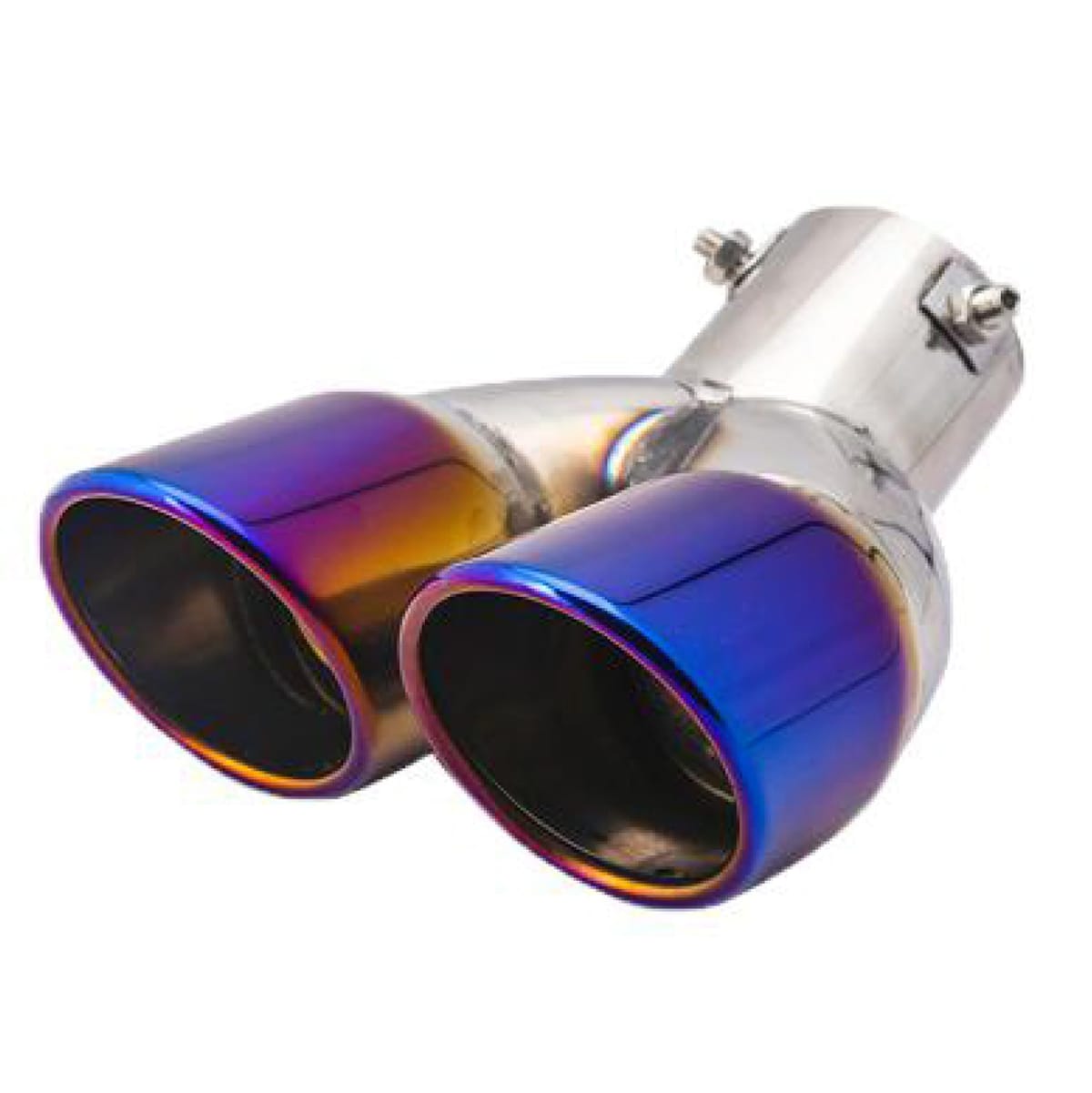 マフラーカッター 下向き 2本出し 汎用 取り付け簡単 ステンレス製 排気 マフラー 取り付け径 63mm/76mm ノア ヴォクシー エスクァイア ヴェゼル プリウス エクストレイル 等様々 外装 パーツ 車 カーパーツ カスタム品 (76mm径, ブ