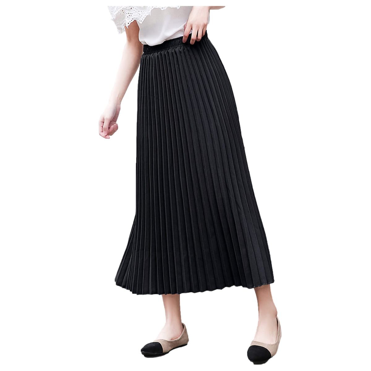 [Kai La Nalu] プリーツ スカート aライン レディース ウエスト ゴム フレア ロング マキシ ミモレ ひざ 丈 上 下 サテン